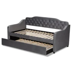 Freda Velvet Fabric Upholstered Button Tufted Daybed With Trundle - Baxton Studio -DreamNest Store GUEST f0b7cd71 135e 402f b2d6 edda20446dfa
