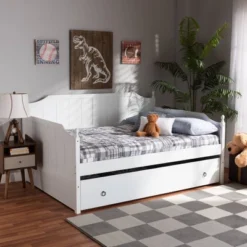 Full Millie Wood Daybed With Trundle White - Baxton Studio 14 Full Millie Wood Daybed With Trundle White - Baxton Studio -DreamNest Store GUEST f0c0ec11 21e9 460e b950 04c98e6351f7