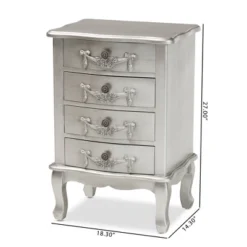 Callen Brushed Wood 4 Drawer Nightstand Silver - Baxton Studio 17 Callen Brushed Wood 4 Drawer Nightstand Silver - Baxton Studio -DreamNest Store GUEST f0da9765 4371 4734 8f8e 1503454759fa
