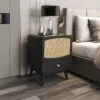 Alyson 22.13'' H X 15.75'' W X 15.75'' D Carry With 1 Rattan Doors And 1 Drawer Nightstand With Storage-The Pop Maison