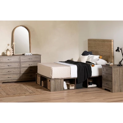 Prairie Nightstand Weathered Oak - South Shore 1 Prairie Nightstand Weathered Oak - South Shore