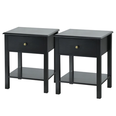 Costway 2PCS End Table Nightstand Storage Display Drawer Shelf Beside Table WhiteBlack 8 Costway 2PCS End Table Nightstand Storage Display Drawer Shelf Beside Table WhiteBlack - Image 8