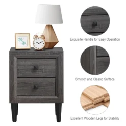 Costway 2PCS Nightstand W/2 Drawer Multipurpose Retro Grey Bedside Table Fully Assembled 16 Costway 2PCS Nightstand W/2 Drawer Multipurpose Retro Grey Bedside Table Fully Assembled -DreamNest Store GUEST f12f7bed 3e86 4feb 9aa3 dc80cbc84e97