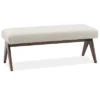 Morgan 47.2" Wide Benches Upholstered Seat And Back With Upside Down "V" Shape Design Solid Wood Legs-Maison Boucle