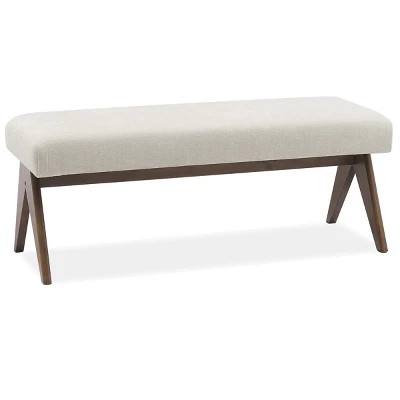 Morgan 47.2" Wide Benches Upholstered Seat And Back With Upside Down "V" Shape Design Solid Wood Legs-Maison Boucle 1 Morgan 47.2" Wide Benches Upholstered Seat And Back With Upside Down "V" Shape Design Solid Wood Legs-Maison Boucle