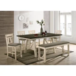 60" Altamont Padded Seat Counter Height Bench Ivory/Gray - HOMES: Inside + Out 7 60" Altamont Padded Seat Counter Height Bench Ivory/Gray - HOMES: Inside + Out -DreamNest Store GUEST f15cb7b4 406f 4458 8d42 31bd626902e9