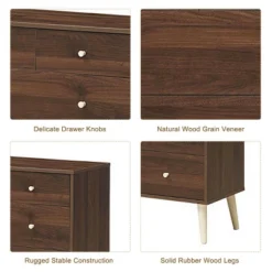Costway 4-Drawer Dresser Chest Cabinet Storage Organizer Rubber Leg W/Rail Walnut Finish -DreamNest Store GUEST f1c701d8 fcc2 4c44 9c1a 026d8670d6c2
