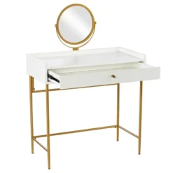 Randburg Vanity Table With Mirror White/Gold - Aiden Lane 17 Randburg Vanity Table With Mirror White/Gold - Aiden Lane -DreamNest Store GUEST f1cb6bf6 341e 4971 a9cb 515066f33427