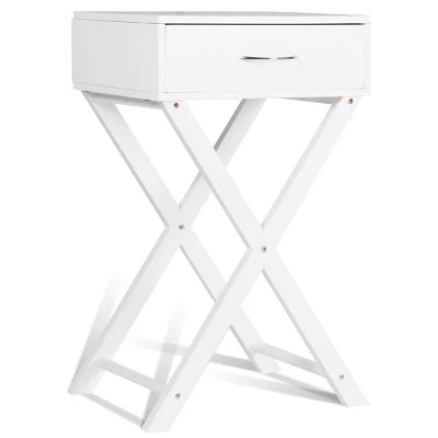 Costway Nightstand X-Shape Drawer Accent Side End Table Modern Home Furniture White 8 Costway Nightstand X-Shape Drawer Accent Side End Table Modern Home Furniture White - Image 8