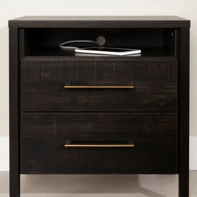 Gravity 2 Drawer Nightstand Rubbed Black - South Shore 3 Gravity 2 Drawer Nightstand Rubbed Black - South Shore - Image 3