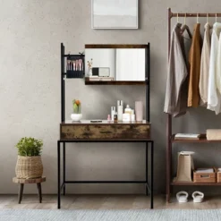 Costway Industrial Vanity Table With 3-Height Adjustable Mirror Storage Bag Large Drawer 12 Costway Industrial Vanity Table With 3-Height Adjustable Mirror Storage Bag Large Drawer -DreamNest Store GUEST f2b0b31b 3c6b 45c3 b59a 2ea5ca3e6e29