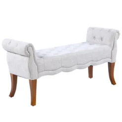 HOMCOM Traditional Style Entryway Bed End Shoe Bench With Button Tufted And Rounded Arm For Living Room -DreamNest Store GUEST f304ea38 e077 4946 8172 07c3d1a68b53