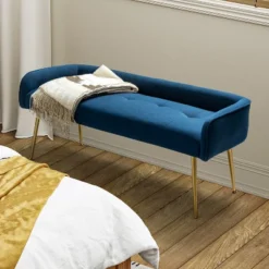 Emilio Modern 55.25" Wide Upholstered Low Back Bench With Sturdy Golden Metal Tapered Leg| ARTFUL LIVING DESIGN -DreamNest Store GUEST f32e5156 a66e 44e3 a96c 1dd7bdff174d