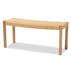 Pacari Rustic Transitional Wood Hemp Accent Bench Oak Brown - Baxton Studio -DreamNest Store GUEST f33e22a4 1b50 451f 9499 b8ab61ac8291
