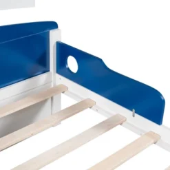 Twin Size Boat-Shaped Platform Bed With Trundle Bed And Storage Footboard-ModernLuxe -DreamNest Store GUEST f35d5091 2e6a 4e2e ad7e 89b2eb111e75