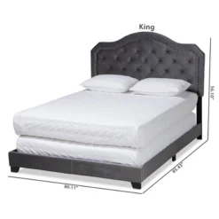 Samantha Velvet Upholstered Button Tufted Bed - Baxton Studio -DreamNest Store GUEST f3abf6e6 9e59 43be a34d 8c4bfe22323b