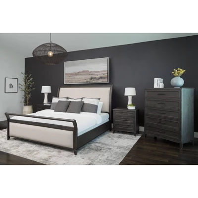 4pc Cindi Sleigh Bedroom Set Gray - Abbyson Living 1 4pc Cindi Sleigh Bedroom Set Gray - Abbyson Living