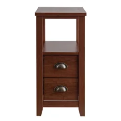 Tangkula 2-Piece Retro Side End Table Rectangular Nightstand With 2 Drawers & Shelf Coffee/Brown -DreamNest Store GUEST f49833cd 9799 491b b63e 3a8c2c199058