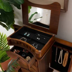 Kasey Jewelry Armoire Walnut - Powell Company -DreamNest Store GUEST f5457203 ac9e 4bd2 8c01 8f9e652808f1