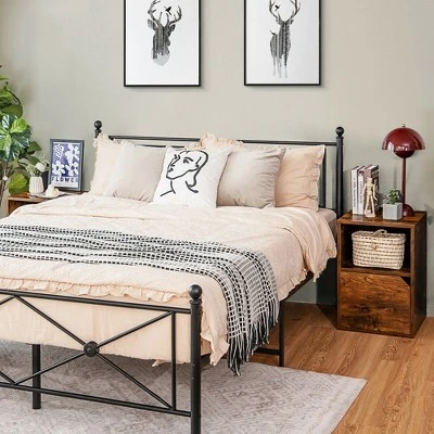 Costway Set Of 2 Nightstands Side End Table Storage Cabinet Shelf Living Room Brown 2 Costway Set Of 2 Nightstands Side End Table Storage Cabinet Shelf Living Room Brown - Image 2