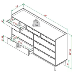 Mid-Century Modern Solid Wood 9 Drawer Horizontal Dresser - Saracina Home 18 Mid-Century Modern Solid Wood 9 Drawer Horizontal Dresser - Saracina Home -DreamNest Store GUEST f5f0f1ab b228 4bb6 8748 20f45ddb371e