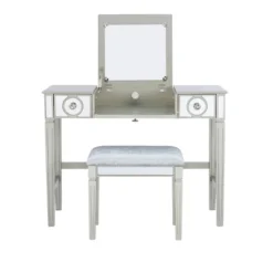 Madison Silver Vanity Set Silver - Linon -DreamNest Store GUEST f652155d c8a5 42df 83d3 ba3eeb2a2ae6
