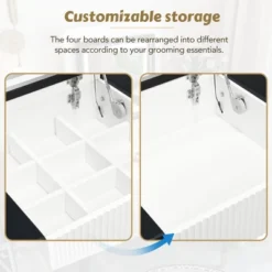 43.3" Modern Vanity Table Set With Flip-Up Mirror, LED Lights And Storage - ModernLuxe 13 43.3" Modern Vanity Table Set With Flip-Up Mirror, LED Lights And Storage - ModernLuxe -DreamNest Store GUEST f6cd4564 622d 489c 80e9 7715f011a192