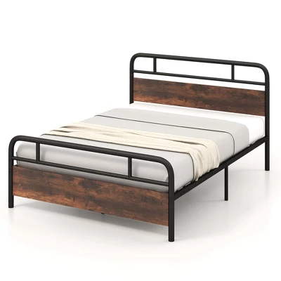 Costway Metal Platform Bed Frame Industrial Headboard Mattress Foundation 11 Costway Metal Platform Bed Frame Industrial Headboard Mattress Foundation - Image 11