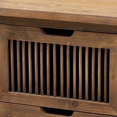 Clement 2 Drawer Wood Spindle Nightstand Brown - Baxton Studio 4 Clement 2 Drawer Wood Spindle Nightstand Brown - Baxton Studio - Image 4