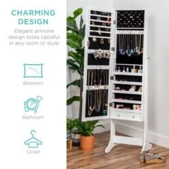 Best Choice Products 6-Tier Standing Mirror Lockable Storage Organizer Cabinet Armoire W/ Velvet Interior -DreamNest Store GUEST f818e215 067f 4a3a 8488 d36fe696f64c