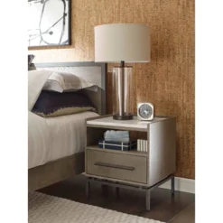Ashton Marble Top Nightstand Table Gray - Finch