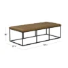 58" Draper Large Bench With Button Tufting Faux Leather Light Brown - HomePop