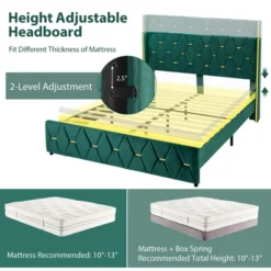 Costway Upholstered Platform Bed Frame Adjustable Headboard Footboard Modern Green 16 Costway Upholstered Platform Bed Frame Adjustable Headboard Footboard Modern Green -DreamNest Store GUEST f9292d7b c116 472f 8464 a1a396820e7e