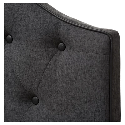Queen Windsor Modern And Contemporary Fabric Upholstered Scalloped Buttoned Headboard Dark Gray - Baxton Studio 2 Queen Windsor Modern And Contemporary Fabric Upholstered Scalloped Buttoned Headboard Dark Gray - Baxton Studio - Image 2