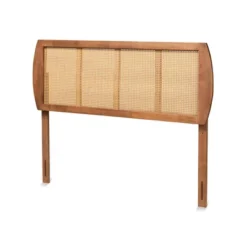 Harris Wood And Synthetic Rattan Headboard Walnut - Baxton Studio -DreamNest Store GUEST f9f12860 986a 4308 bfe4 423e421827ca