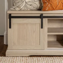 48" Transitional Sliding Door Wood And Metal Bench - Saracina Home -DreamNest Store GUEST f9fbf77b c988 4b5d 96d0 71469346d6f6