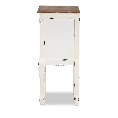 Levron Two-Tone And Antique Wood 2 Drawer Nightstand Walnut Brown/Antique White - Baxton Studio 1 Levron Two-Tone And Antique Wood 2 Drawer Nightstand Walnut Brown/Antique White - Baxton Studio