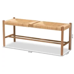Saura Oak Wood Hemp Dining Bench Brown - Baxton Studio 17 Saura Oak Wood Hemp Dining Bench Brown - Baxton Studio -DreamNest Store GUEST fa887503 5f62 49b3 aa58 2f28bf9f7969