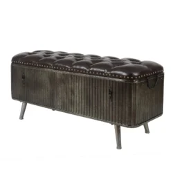 LuxenHome 47.5in. W Metal And Faux Leather Bench. -DreamNest Store GUEST fb0da134 0b05 4fb1 a322 932946cd5679