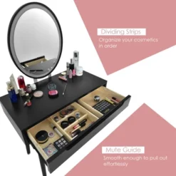 Costway Vanity Makeup Table Touch Screen 3 Lighting Modes Dressing Table Stool Set WhiteBlack Gray -DreamNest Store GUEST fb398c72 9176 49f7 a73e 82af8fc82039