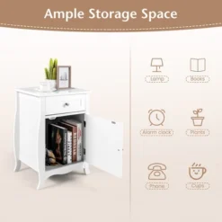 Costway 2PCS Nightstand With Drawer Cabinet Curved Legs Sofa Side End Accent Table White -DreamNest Store GUEST fbd4dcf2 3d69 4e65 afcc 0b1956ad1e55