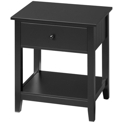 HOMCOM Modern Style Nightstand, Side Table With Drawer And Storage Shelf For Bedroom, Or Living Room 3 HOMCOM Modern Style Nightstand, Side Table With Drawer And Storage Shelf For Bedroom, Or Living Room - Image 3