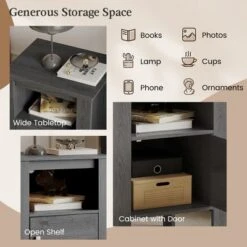 Costway Nightstand Compact Side End Sofa Table With Open Shelf & Cabinet Dark Grey Oak/Walnut 16 Costway Nightstand Compact Side End Sofa Table With Open Shelf & Cabinet Dark Grey Oak/Walnut -DreamNest Store GUEST fc910f2b 3210 4b4f b55e 522fd141e850