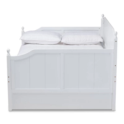 Full Millie Wood Daybed With Trundle White - Baxton Studio 2 Full Millie Wood Daybed With Trundle White - Baxton Studio - Image 2