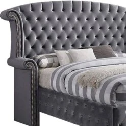 Rebekah Queen Bed Gray Fabric - Acme Furniture -DreamNest Store GUEST fe018f18 6a65 45c3 b2c0 153b91fd5c20