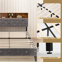 Costway Bed Frame Upholstered Platform Mattress Foundation With Storage Headboard -DreamNest Store GUEST fe026c05 9ab8 44d5 ade0 fba8c6335838
