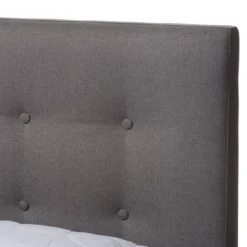 King Alinia Mid Century Retro Modern Fabric Upholstered Walnut Wood Platform Bed - Baxton Studio -DreamNest Store GUEST fe357e65 064f 4f3e 8f2a 06c0da28338c