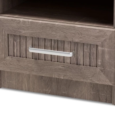 Gallia Modern And Contemporary Oak Finished 1 Drawer Nightstand Brown - Baxton Studio 4 Gallia Modern And Contemporary Oak Finished 1 Drawer Nightstand Brown - Baxton Studio - Image 4