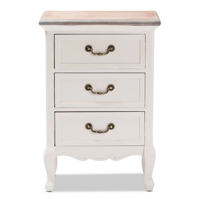 Capucine Two-Tone Natural Whitewashed Oak Finished Wood 3 Drawer Nightstand White - Baxton Studio 8 Capucine Two-Tone Natural Whitewashed Oak Finished Wood 3 Drawer Nightstand White - Baxton Studio - Image 8