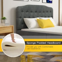 Costway Queen Upholstered Headboard Adjust Button Tufted Faux Linen -DreamNest Store GUEST febec3e3 4b2b 4f35 b62c 211e5ea3db87